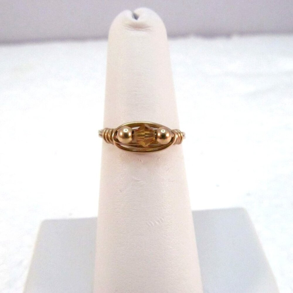 Handcrafted Gold Tone Wire Wrapped Ring With Face… - image 7